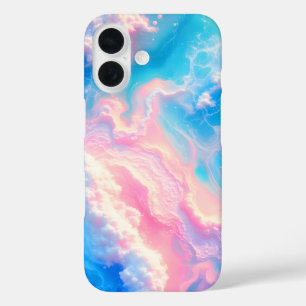 Funda iPhone 16 Olas de océano azul mar de verano rosa turquesa