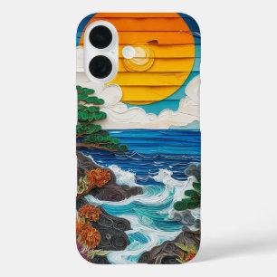 Funda iPhone 16 Olas del océano al atardecer