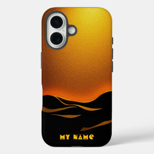 Funda iPhone 16 Olas doradas del desierto al atardecer