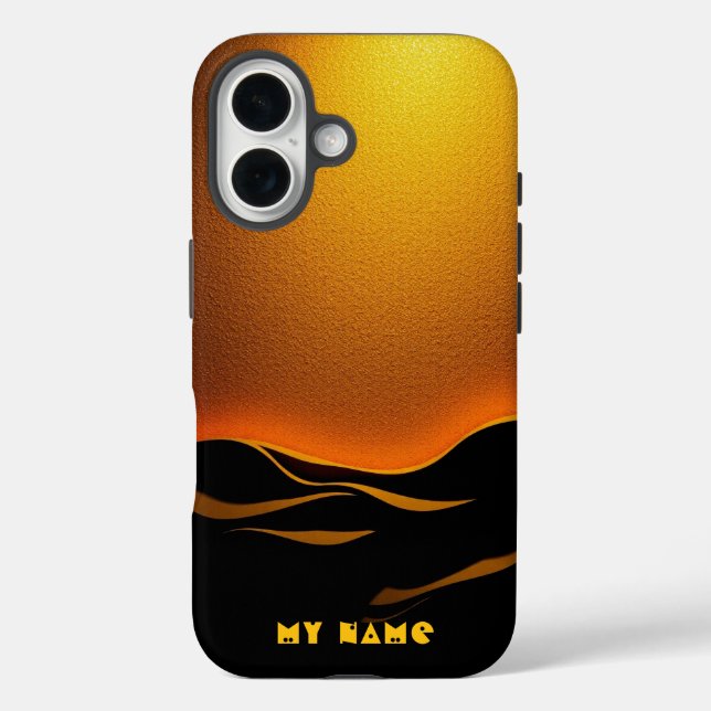 Funda iPhone 16 Olas doradas del desierto al atardecer (Reverso )