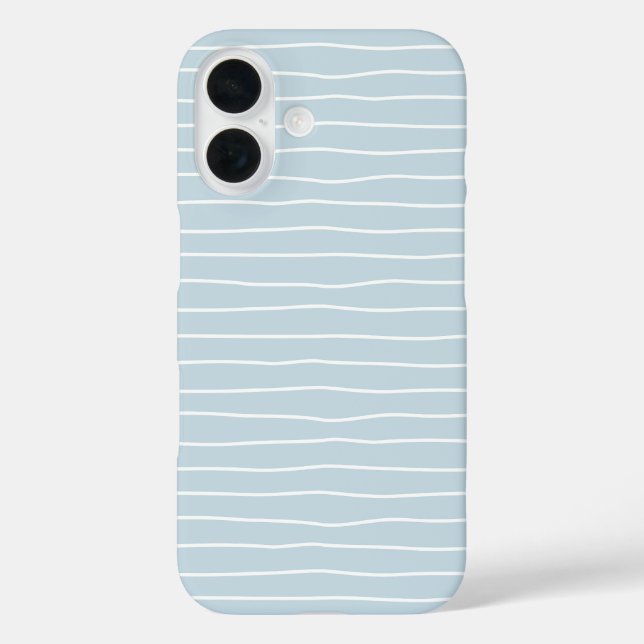 Funda iPhone 16 Olas geométricas lineales azules pastel tranquiliz (Reverso )