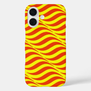 Funda iPhone 16 Olas rojas cielo amarillo