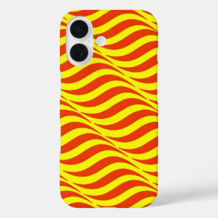 Funda iPhone 16 Olas rojas cielo amarillo