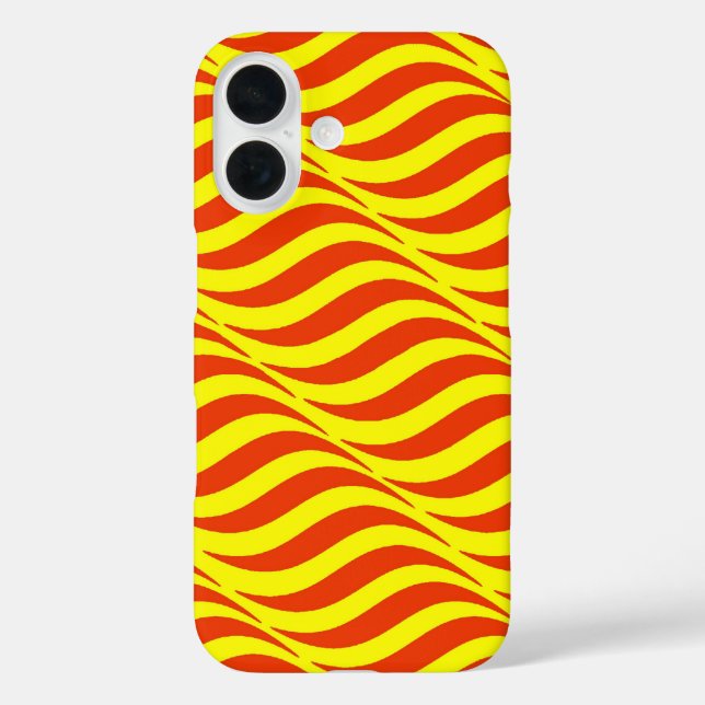 Funda iPhone 16 Olas rojas cielo amarillo (Reverso )