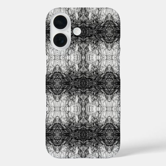 Funda iPhone 16 Old Tree Bark Black And White Photo Pattern Design (Reverso )