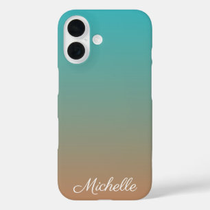 Funda iPhone 16 Ombre azul y marrón personalizado