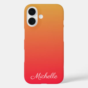 Funda iPhone 16 Ombre rojo y amarillo llama personalizado