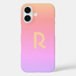 Funda iPhone 16 Ombre rosado monograma moderno
