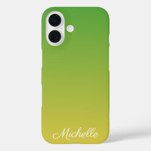 Funda iPhone 16 Ombre verde y amarillo personalizado