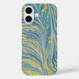 Funda iPhone 16 Onda Abstracta Azul Y Oro