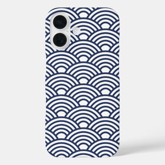 Funda iPhone 16 Ondas antiguas japonesas de Seigaiha (Reverso )