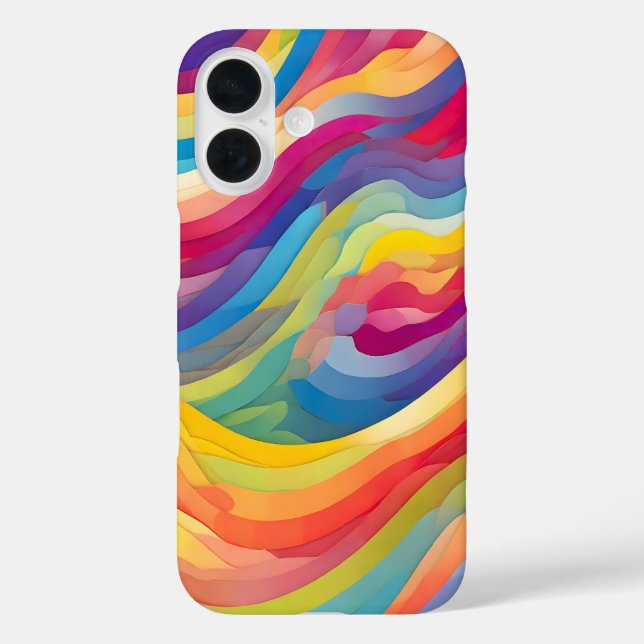 Funda iPhone 16 Ondas arco iris (Reverso )
