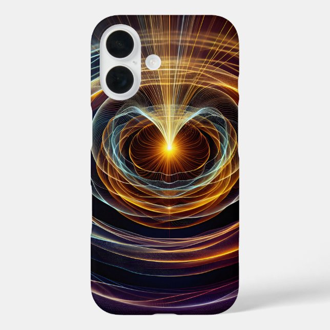 Funda iPhone 16 Ondas de luz de energía giratoria (Reverso )