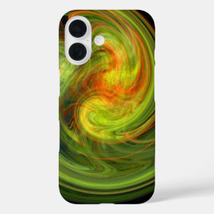 Funda iPhone 16 Ondas fractales de Naranja amarillo vibrante VORTE