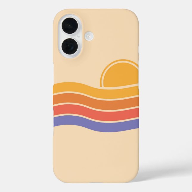 Funda iPhone 16 Ondas Retro Sunset (Reverso )