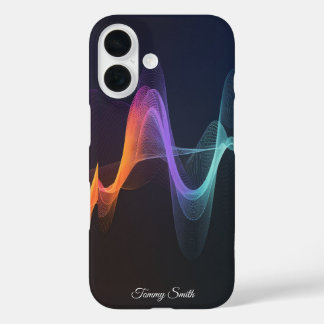 Funda iPhone 16 Ondas vibrantes resumen arte digital