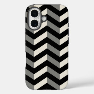 Funda iPhone 16 Op Art Patrón de cheurón negro y blanco