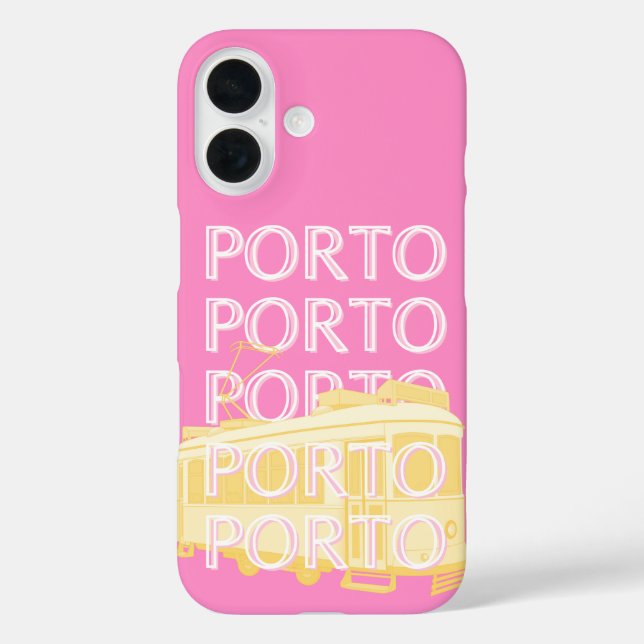 Funda iPhone 16 Oporto Travel Art, Portugal, Pink (Reverso )