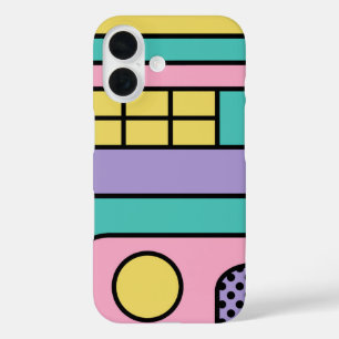 Funda iPhone 16 Optimizar el diseño geométrico de estilo retro mod