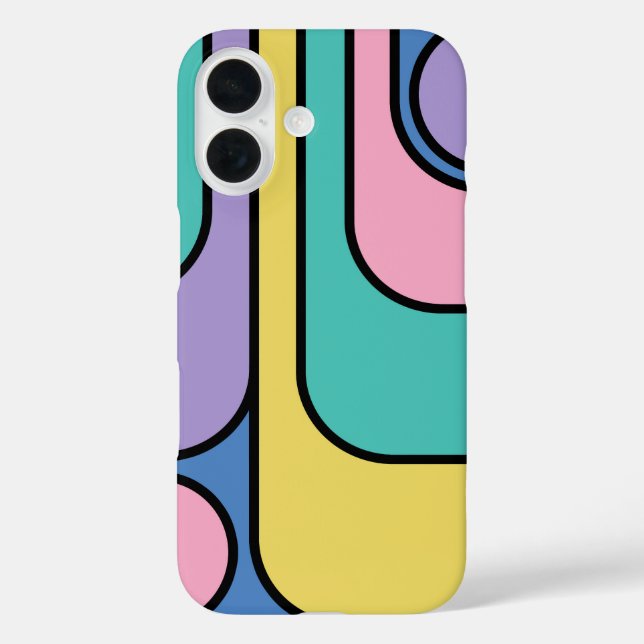 Funda iPhone 16 Optimizar el diseño geométrico de estilo retro mod (Reverso )