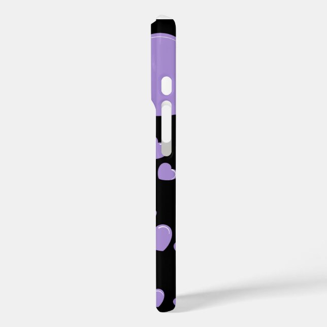 Funda iPhone 16 orange and purple hearts polka dots (Reverso / Izquierdo )