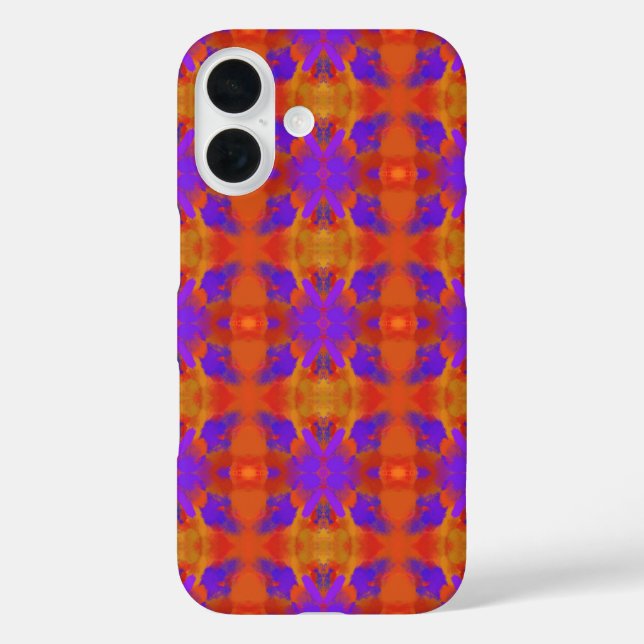 Funda iPhone 16 Orange Purple And Red Abstract Graphic Art Design (Reverso )