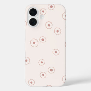 Funda iPhone 16 Orgánico Lunares Abstracto Boho Rosa Claro