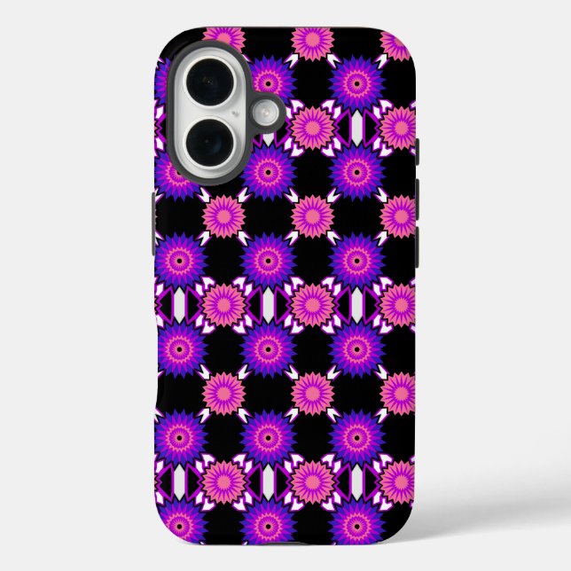 Funda iPhone 16 Orgullo de género / patrón de flor de espejo negro (Reverso )