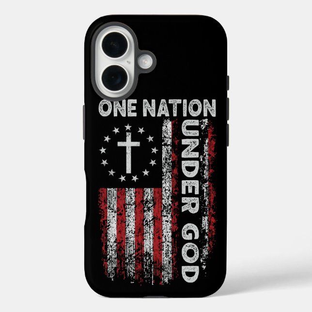 Funda iPhone 16 Orgullo Patriótico: Una nación bajo Dios (Reverso )