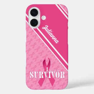 Funda iPhone 16 Orgulloso sobreviviente de cáncer de mama Cinta ro