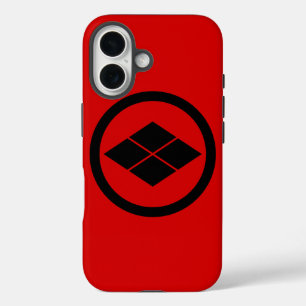 Funda iPhone 16 Oriental Black Red Takeda Japón Mon Vector Art