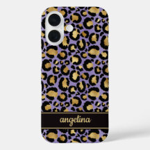 Oro Laminado Sobre Estampado De Leopardo Morado Mo