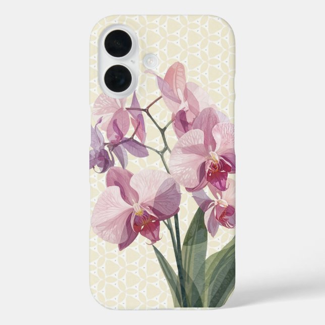 Funda iPhone 16 Orquídea Rosa Botánica (Reverso )
