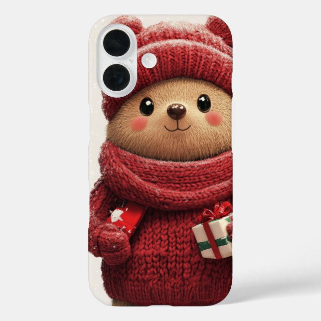 Funda iPhone 16 Oso De Navidad De Invierno Adorable (Reverso )