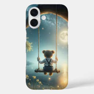 Funda iPhone 16 Oso De Teddy Sobre Un Árbol Armando Con Luciérnaga