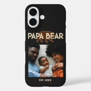 Funda iPhone 16 Oso Papá Padre Año Establecido Foto Negro