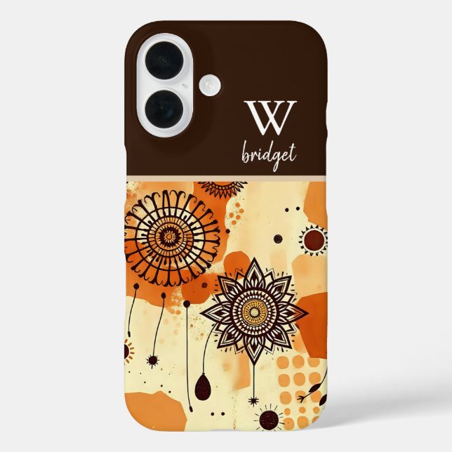 Funda iPhone 16 Otoño Boho Mandala Cálida Tierra Floral (Reverso )