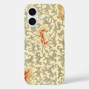 Funda iPhone 16 Owen Jones Patrón Antiguo: Coral Floral Gris