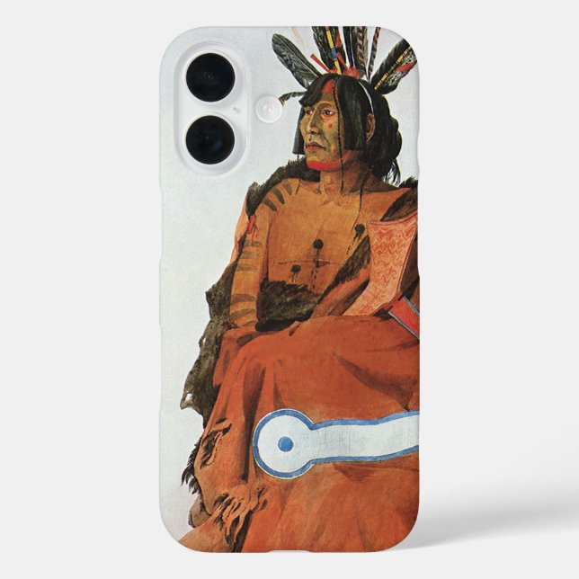 Funda iPhone 16 Pachtuwa-Chta, retrato de guerrero arikara de Bodm (Reverso )
