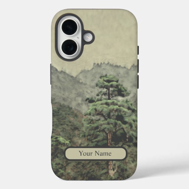 Funda iPhone 16 Paisaje acuático de Pino solitario (Reverso )