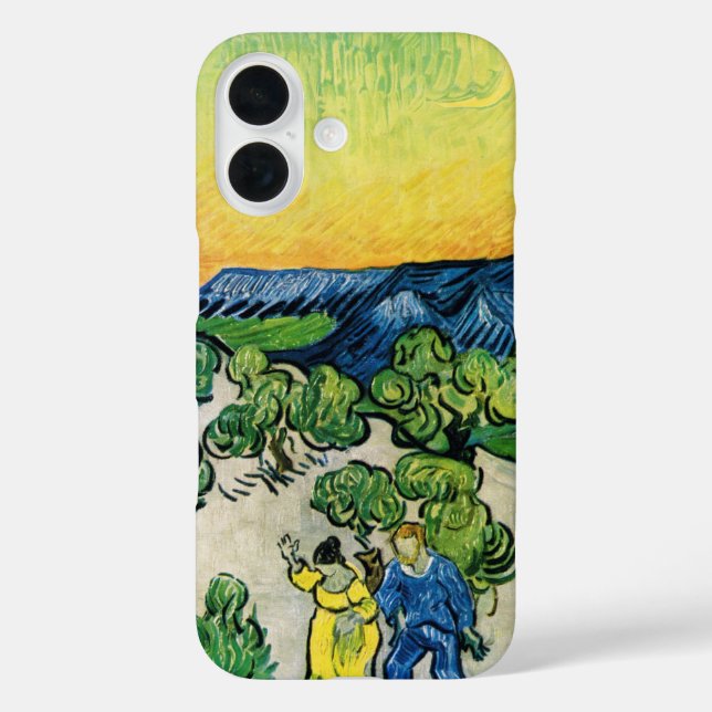 Funda iPhone 16 Paisaje con pareja caminando de Vincent van Gogh (Reverso )