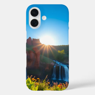 Funda iPhone 16 Paisaje de cascada de arenisca al amanecer