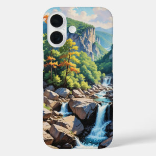 Funda iPhone 16 Paisaje de la cascada de Serene Mountain