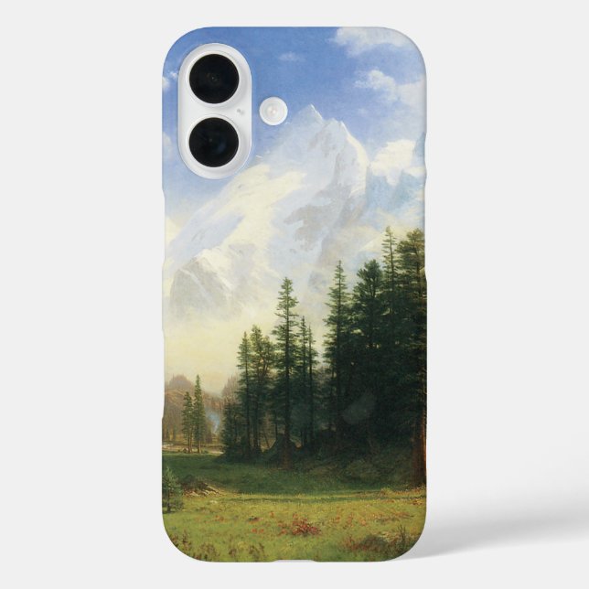 Funda iPhone 16 Paisaje de montaña por Albert Bierstadt (Reverso )
