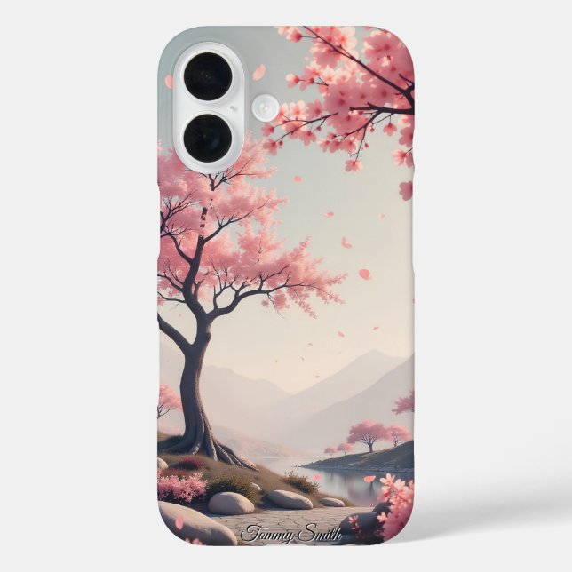 Funda iPhone 16 Paisaje Dreamy Cherry Blossom (Reverso )
