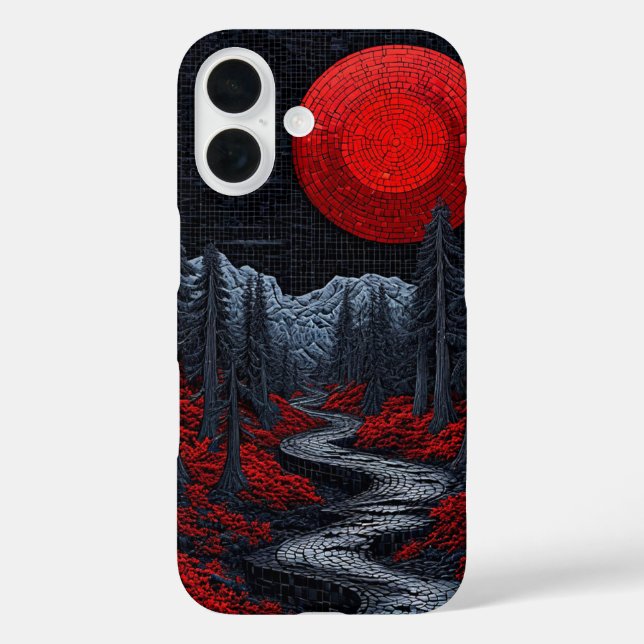 Funda iPhone 16 Paisaje forestal surrealista (Reverso )