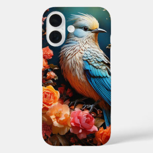 Funda iPhone 16 Pájaro azul de naturaleza caprichosa