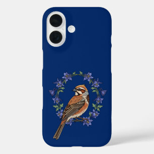 Funda iPhone 16 Pájaro Colorado Lark Bunting Rodeado De Columbina