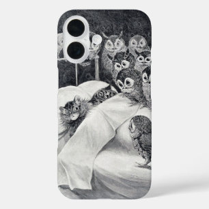 Funda iPhone 16 Pájaro de búho gato, Louis Wain