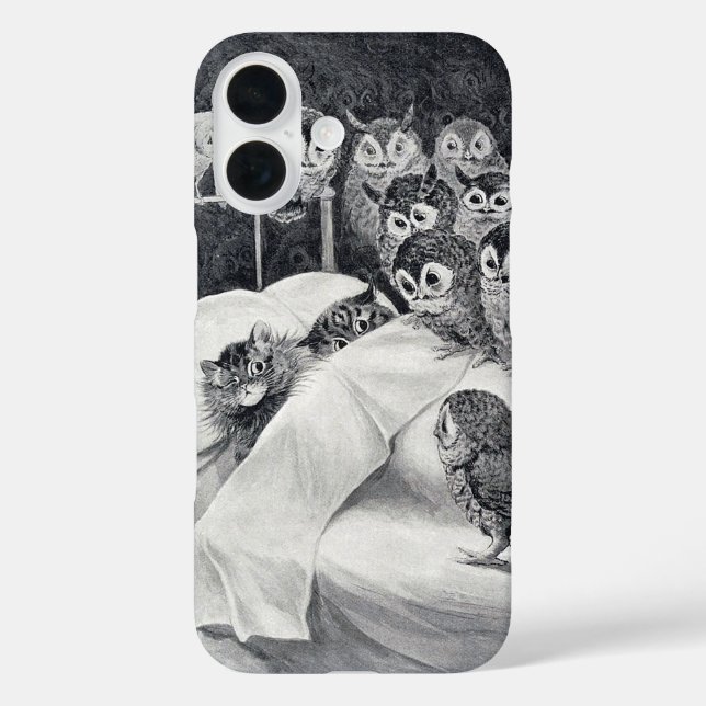 Funda iPhone 16 Pájaro de búho gato, Louis Wain (Reverso )